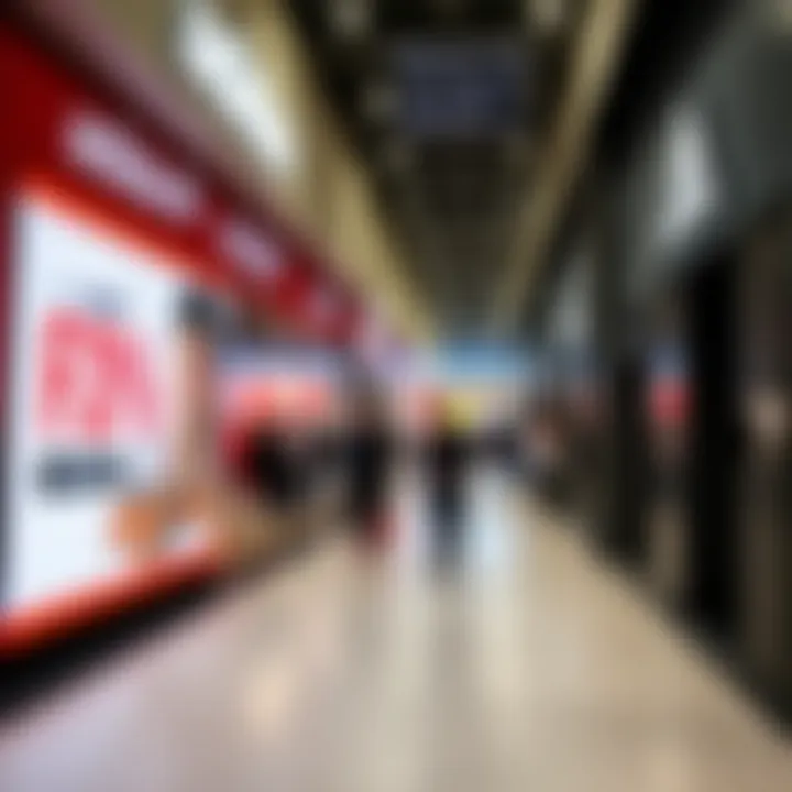 Promotional signs displaying discounts at adidas outlet