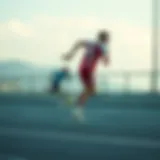 Dynamic running scene showcasing adidas footwear in action