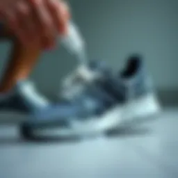 Adidas shoe cleaning foam application on sneakers