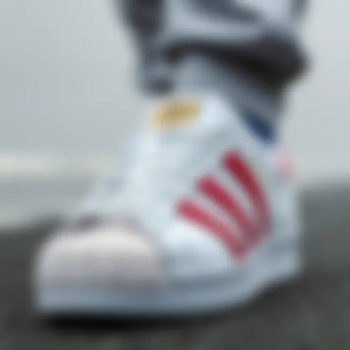 The classic Adidas Superstar design showcasing its iconic shell toe.