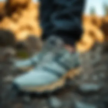 Adidas Terrex shoes on a hiking trail, emphasizing their versatility