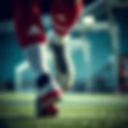 Dynamic soccer scene showcasing Adidas footwear in action