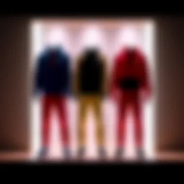 Various color options of adidas tracksuits displayed