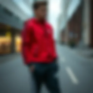 Athletic individual wearing adidas tracksuit in urban setting