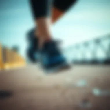 Athlete wearing Asics waterproof shoes during a workout