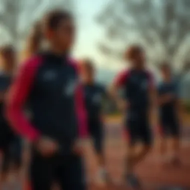 Group of athletes wearing Asics sportswear during training