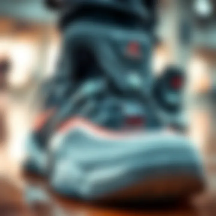 Close-up of advanced shoe technology elements used in modern basketball shoes.