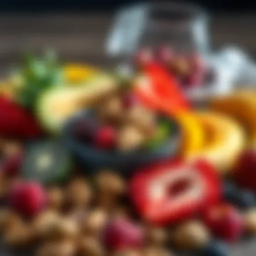 Nutritious Snacks for Energy A vibrant assortment of fresh fruits and nuts