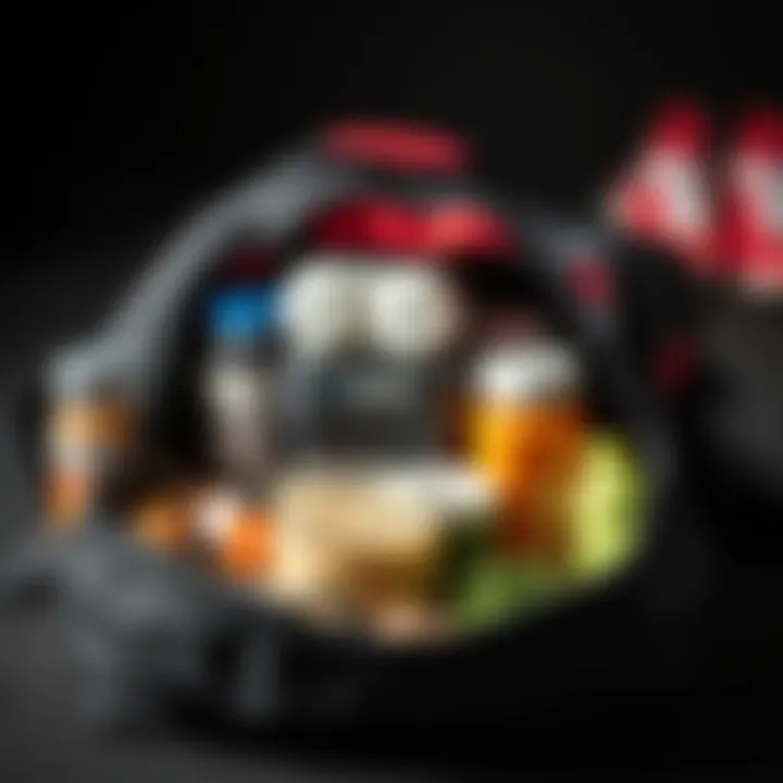 A well-organized nutrition bag ready for a workout