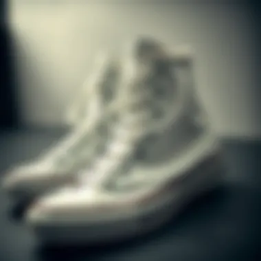 Design Excellence of White High-Top Converse Close-up of white high-top Converse showcasing its design