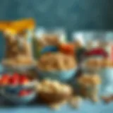 A variety of breakfast cereals arranged creatively