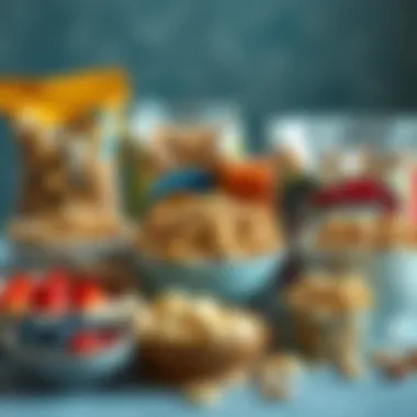 Diverse Breakfast Cereals Selection A variety of breakfast cereals arranged creatively