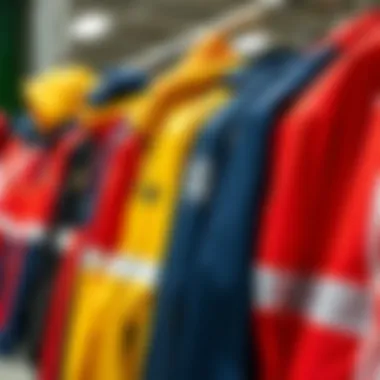 Colorful children's jackets displayed on a rack