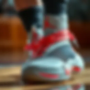 Close-up of Derrick Rose's basketball shoes with advanced technology details