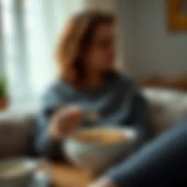 Serene Breakfast Moment with Cereal A person enjoying a bowl of cereal in a cozy setting