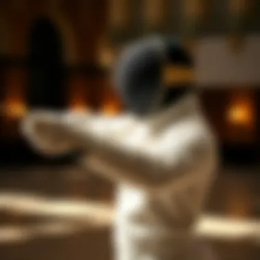 A fencer in an elegant stance preparing for a match