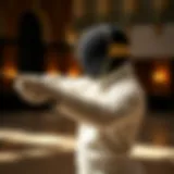 Elegant Fencer Stance A fencer in an elegant stance preparing for a match