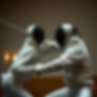 A strategic move in fencing highlighting agility and technique