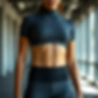 Fashion-forward athletic outfit showcasing innovative front rise