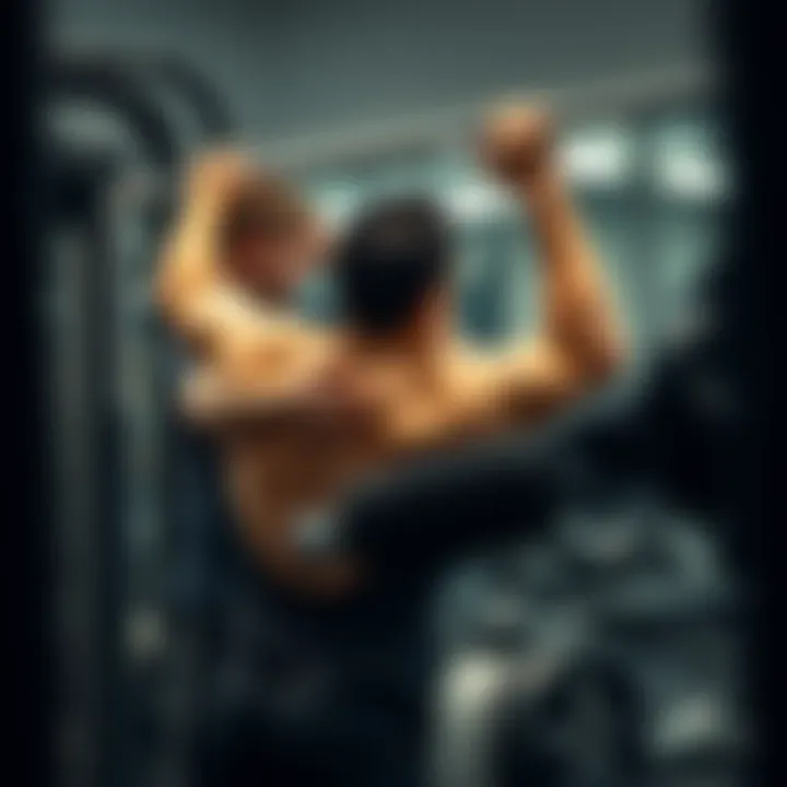 A fitness trainer guiding a client through a lat pulldown exercise