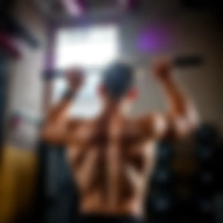 A person performing a pull-up, showcasing back strength