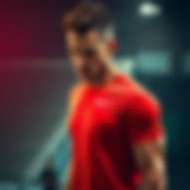 An athlete wearing a fitness t-shirt while engaging in high-intensity training