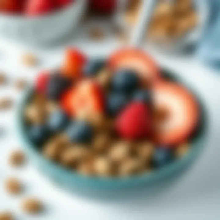 Nutritious Cereal Bowl with Fruits and Nuts Close-up of a healthy cereal bowl with fruits and nuts