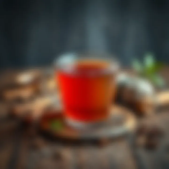Invigorating Herbal Tea Blend A herbal tea blend with spices and herbs on a wooden table