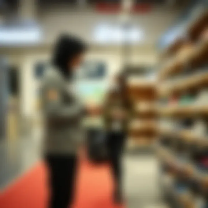 Parents selecting Hummel shoes for their child