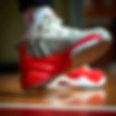 A close-up of ergonomic features in Jordan kids' basketball shoes
