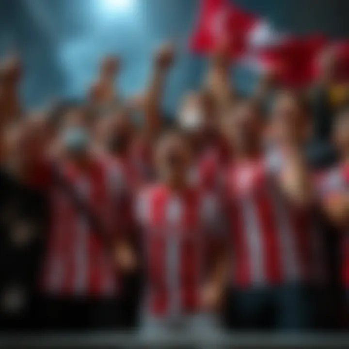 Group of fans wearing Beşiktaş jerseys, celebrating in a vibrant atmosphere