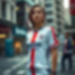A stylish female model showcasing the latest Beşiktaş jersey in an urban setting