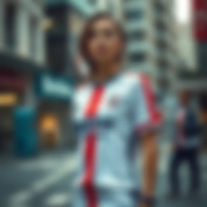 A stylish female model showcasing the latest Beşiktaş jersey in an urban setting