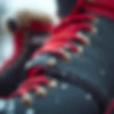 Close-Up of Winter Boot Material and Design Close-up of winter boot material and design