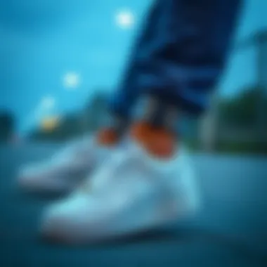 Stylish White Nike Sneakers Stylish white Nike sneakers paired with casual attire