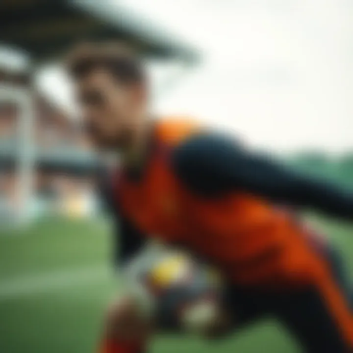 Goalkeeper in action wearing performance inner layer during a match