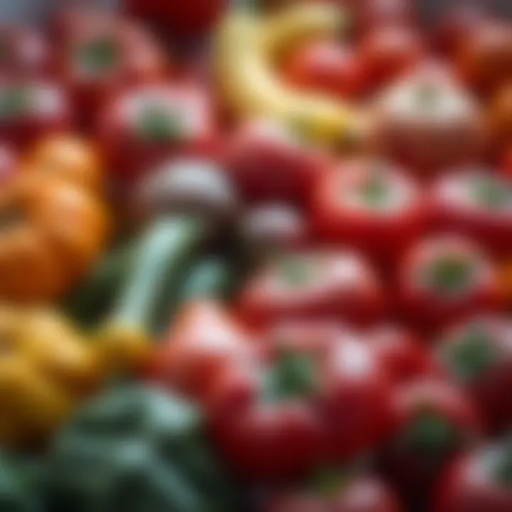A colorful assortment of fruits and vegetables rich in lycopene