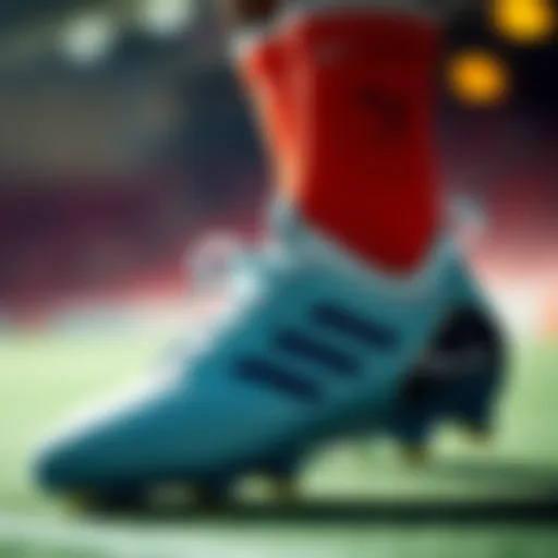 Detailed view of Mbappe's football boots showcasing unique design elements