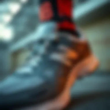 Close-up of the technical features of NB athletic footwear