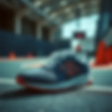 A vibrant display of NB shoes in a sports environment