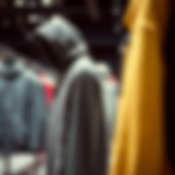 Trendy tech fleece designs displayed in a store