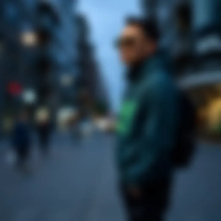 Stylish individual wearing Nike Green Tech during an urban workout