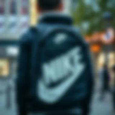 A sleek Nike backpack displayed in an urban environment