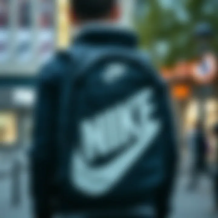 A sleek Nike backpack displayed in an urban environment