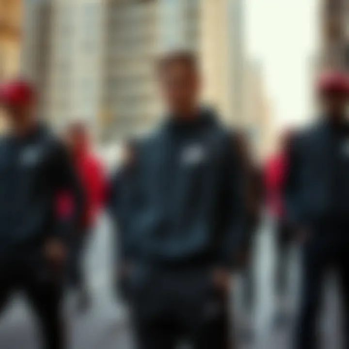 Nike Tracksuit in Urban Setting Group of individuals wearing Nike tracksuits in urban setting