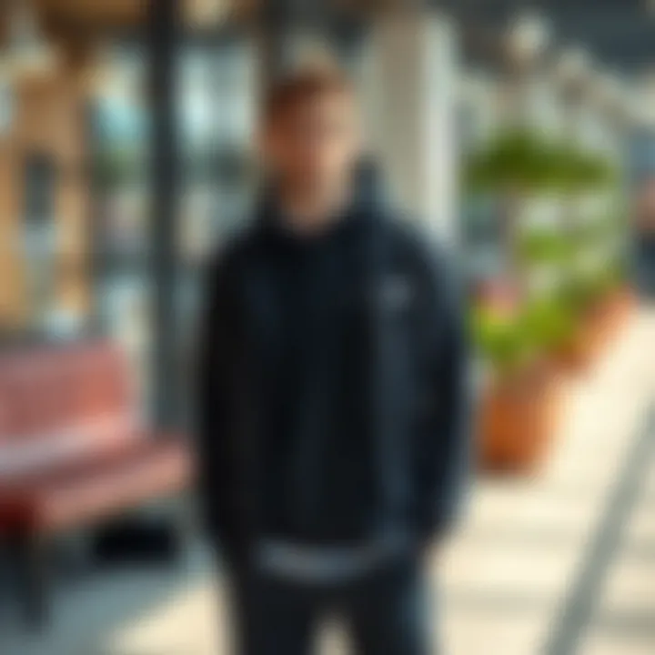 Fashionable North Face cardigan showcased in a casual setting