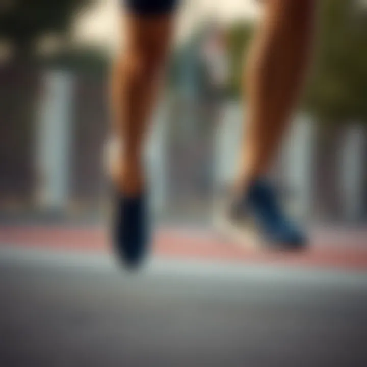 Athlete wearing Puma navy sports shoes during a run