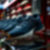 Puma navy sports shoes on display