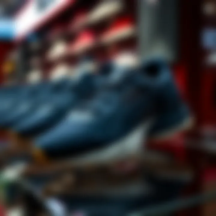 Puma navy sports shoes on display