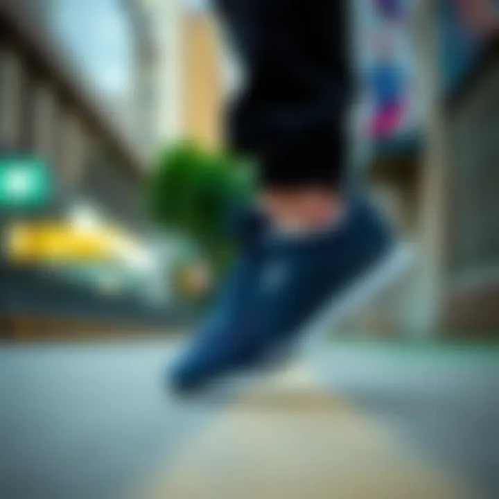 Puma navy sports shoes in urban setting